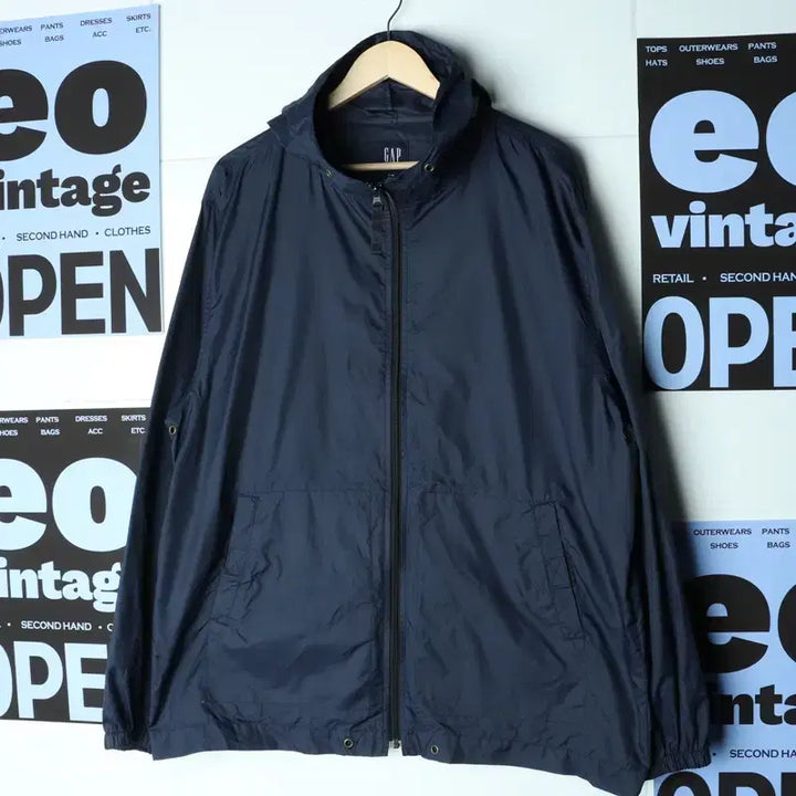 [BUNJANG] Gap Full Zip Windbreaker Jacket Navy Lightweight / (L-2XL) 갭 집업 바람막이 점퍼자켓 네이비 경량 운동-18623