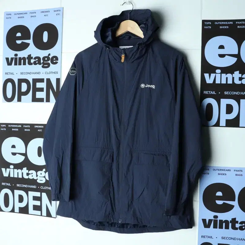[BUNJANG] Jeep Zip-Up Windbreaker Lightweight Jumper Jacket Navy (XL-2XL) / (XL-2XL) 지프 집업 바람막이 점퍼자켓 네이비 경량-18626
