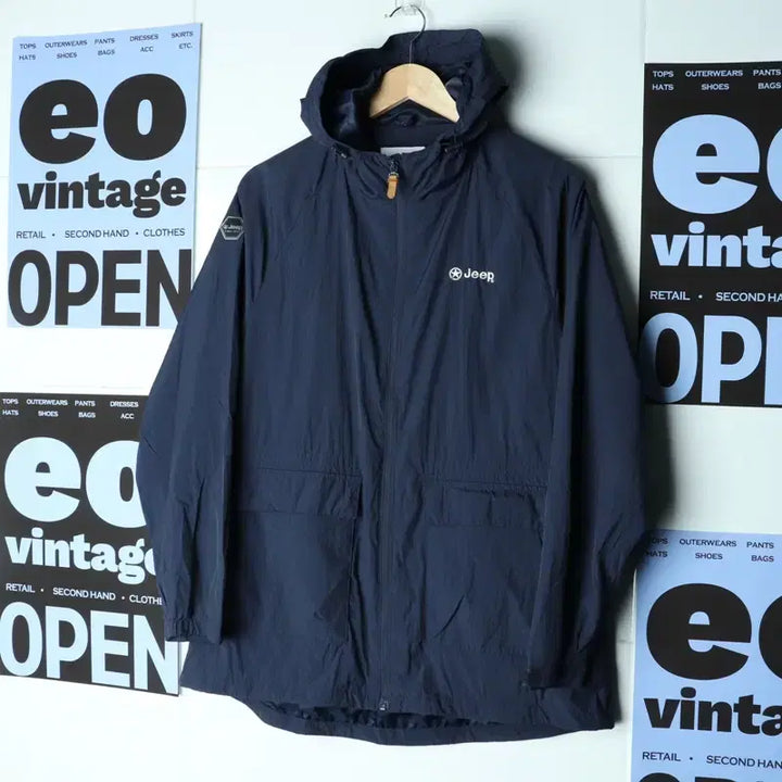 [BUNJANG] Jeep Zip-Up Windbreaker Lightweight Jumper Jacket Navy (XL-2XL) / (XL-2XL) 지프 집업 바람막이 점퍼자켓 네이비 경량-18626