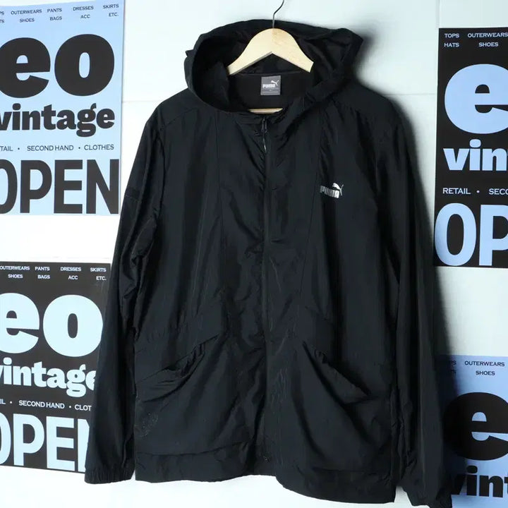 [BUNJANG] Puma Zip-Up Windbreaker Jacket Black Lightweight Sportswear / (XL-2XL) 퓨마 집업 바람막이 점퍼자켓 블랙 경량 운동-18628