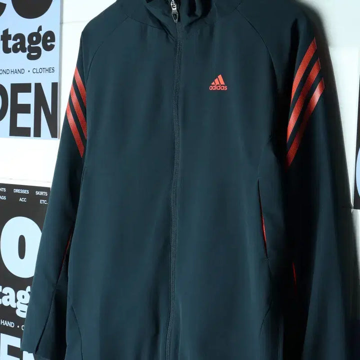 [BUNJANG] Adidas Zip-Up Windbreaker Jacket (Three Stripes) / (M-L) 아디다스 집업 바람막이 점퍼자켓 삼선 운동 러닝-18633