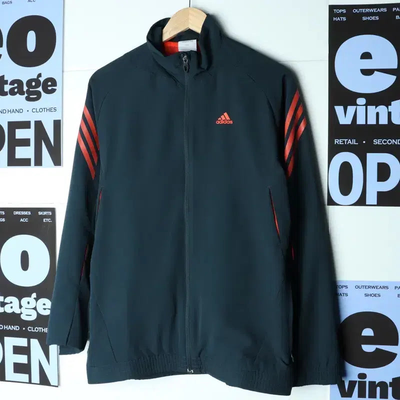 [BUNJANG] Adidas Zip-Up Windbreaker Jacket (Three Stripes) / (M-L) 아디다스 집업 바람막이 점퍼자켓 삼선 운동 러닝-18633