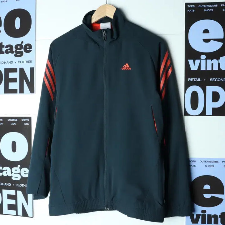 [BUNJANG] Adidas Zip-Up Windbreaker Jacket (Three Stripes) / (M-L) 아디다스 집업 바람막이 점퍼자켓 삼선 운동 러닝-18633