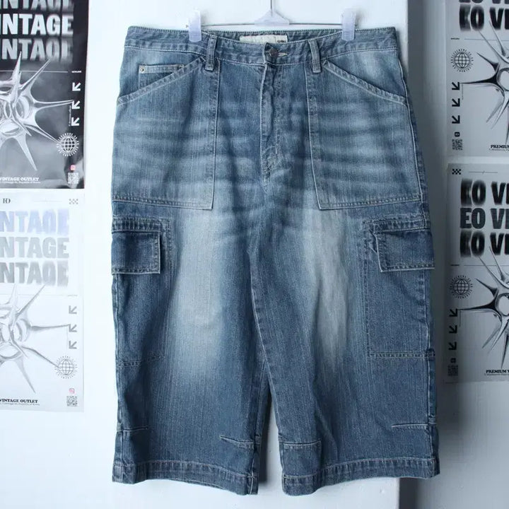 [BUNJANG] Denim Cargo Shorts (XL-2XL) / (XL-2XL) 수비 반바지 팬츠 빅사이즈 데님 청 카고-2569