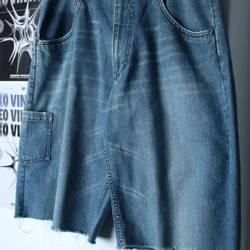 [BUNJANG] Armani Denim Work Pants Shorts (L-XL) / (L-XL) 아르마니 반바지 팬츠 데님 청 워크 아메카지-256C