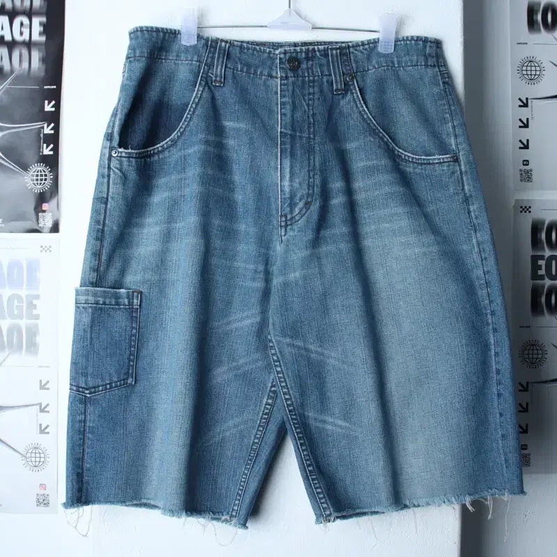 [BUNJANG] Armani Denim Work Pants Shorts (L-XL) / (L-XL) 아르마니 반바지 팬츠 데님 청 워크 아메카지-256C