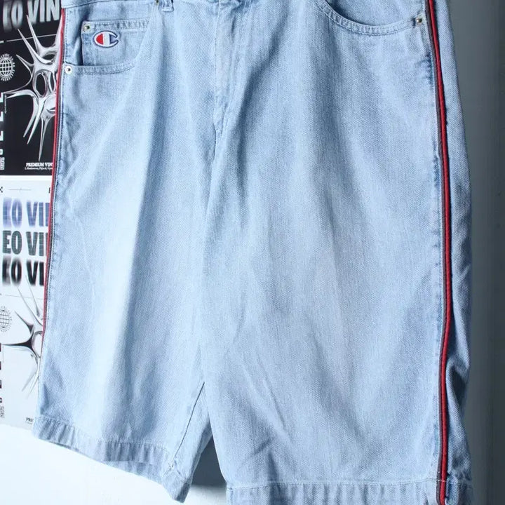 [BUNJANG] Champion Denim Shorts (XL-3XL) / (2XL-3XL) 챔피온 반바지 팬츠 빅사이즈 데님 연청-256D