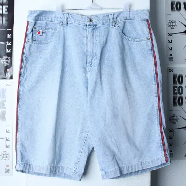 [BUNJANG] Champion Denim Shorts (XL-3XL) / (2XL-3XL) 챔피온 반바지 팬츠 빅사이즈 데님 연청-256D