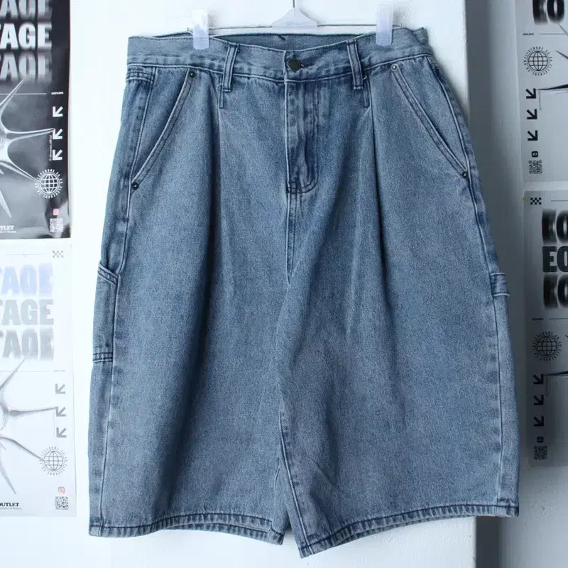 [BUNJANG] Dimitri Black Carpenter Bermuda Shorts / (M-L) 디미트리블랙 반바지 팬츠 버뮤다 카펜터 올드스쿨-256E