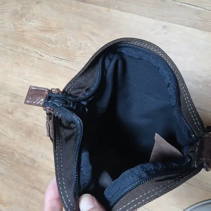 [BUNJANG] Brown Corduroy Leather Accent Crossbody Bag / 브라운 코듀로이 가죽포인트 크로스백