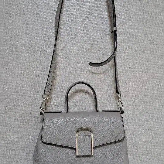 [BUNJANG] Gray Leather Tote Bag Shoulder Bag / 회색 가죽 토트백 숄더백