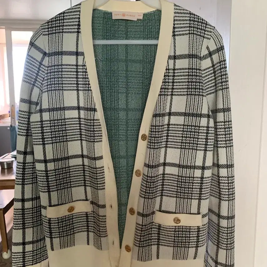 [BUNJANG] Tory Burch Checkered Cardigan / 토리버치 체크 패턴 가디건