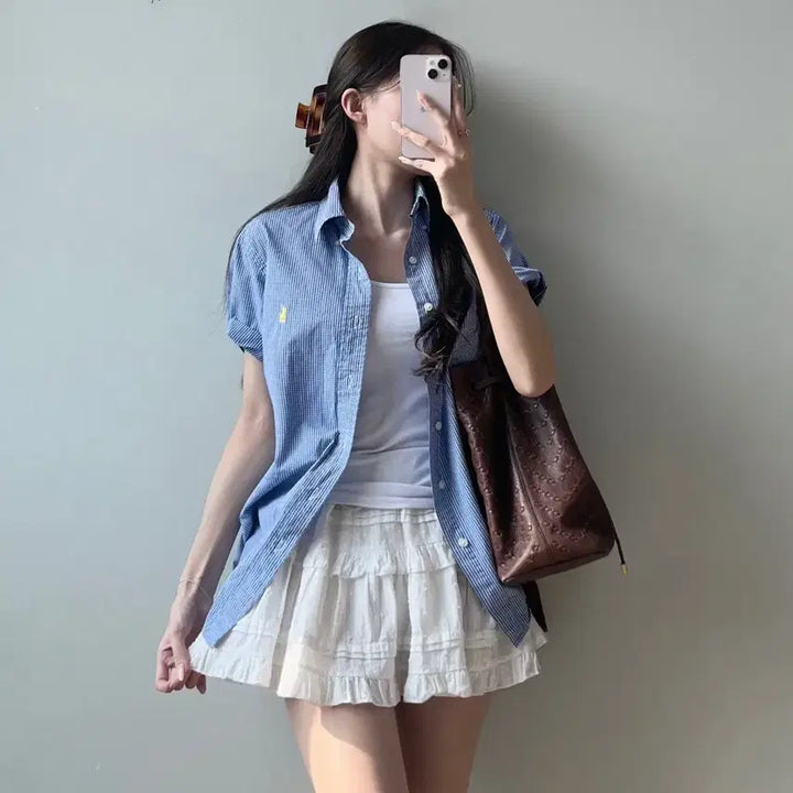 [BUNJANG] Polo Ralph Lauren Check Short Sleeve Shirt / 폴로 반팔 셔츠