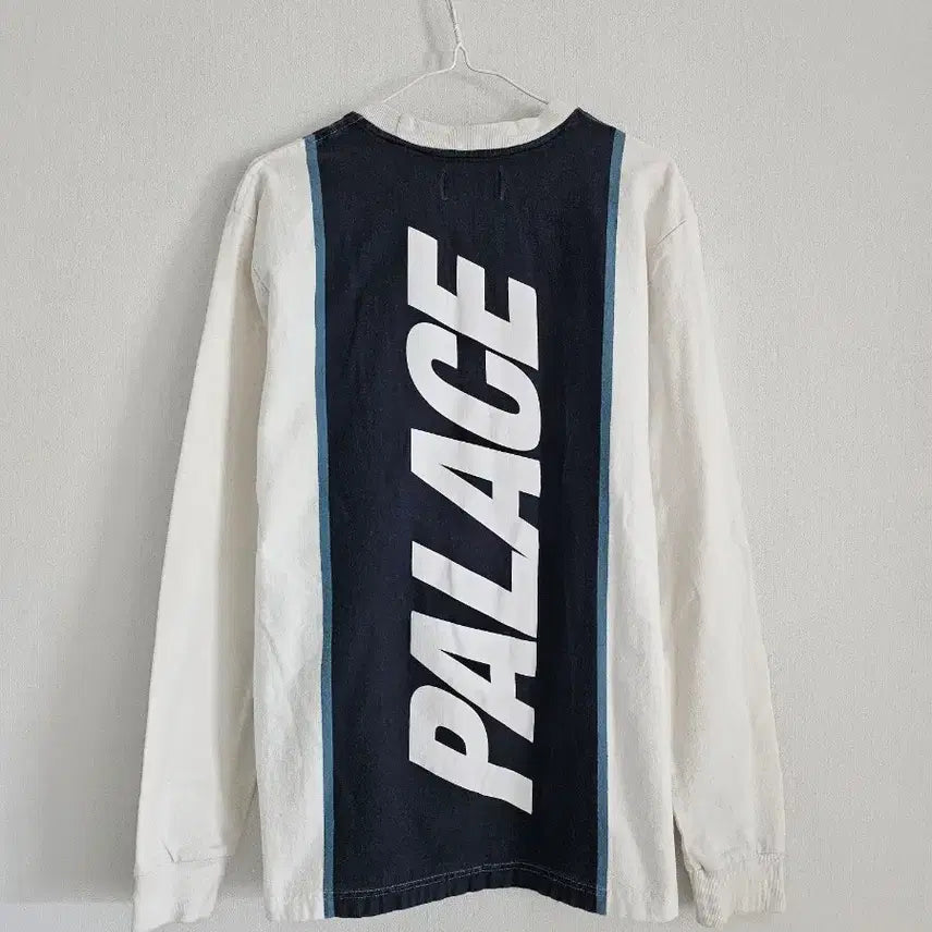[BUNJANG] Palace Back Logo Long Sleeve T-Shirt White/Navy L / 팔라스 Palace 백로고 롱슬리브