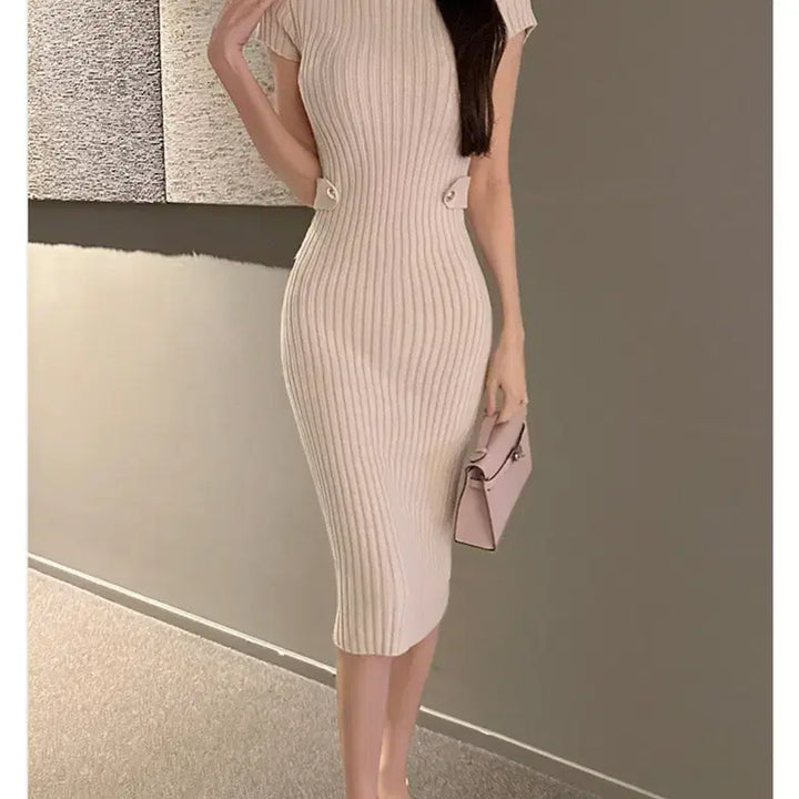 [BUNJANG] Rachel Short Sleeve Knit Dress (New) / 라첼 반팔 니트 원피스 (새상품)