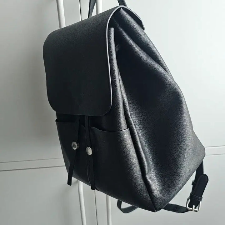 [BUNJANG] Zara Black Leather Backpack / 자라 블랙 가죽 백팩