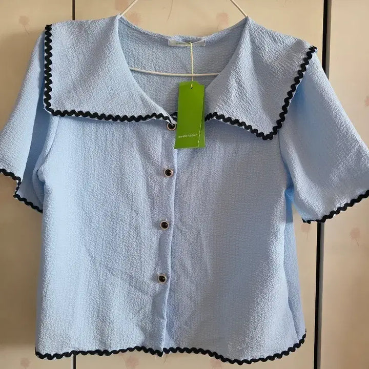 [BUNJANG] Sweet Soup Scallop Blouse Sky Blue / sweet soup 스위트숲 스칼럽 블라우스 하늘색