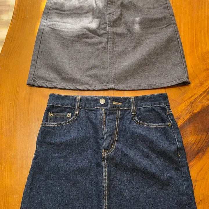 [BUNJANG] Denim Mini Skirt (Blue/Gray) / 데님 미니 스커트 청/회색 2종