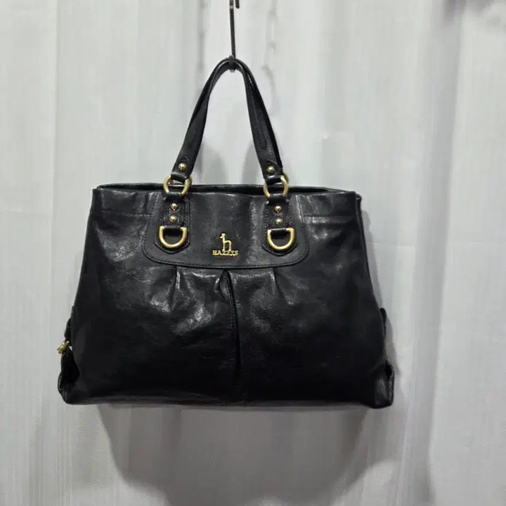 [BUNJANG] Hazzys Black Leather Tote Bag / 헤지스 블랙 가죽 토트백