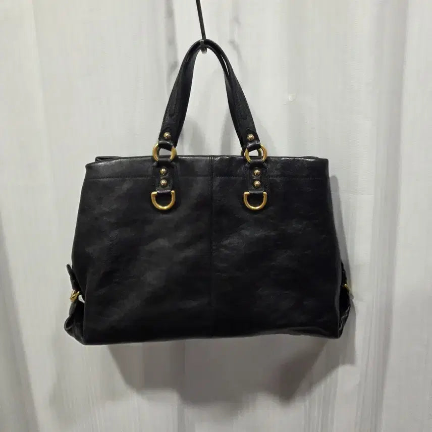[BUNJANG] Hazzys Black Leather Tote Bag / 헤지스 블랙 가죽 토트백