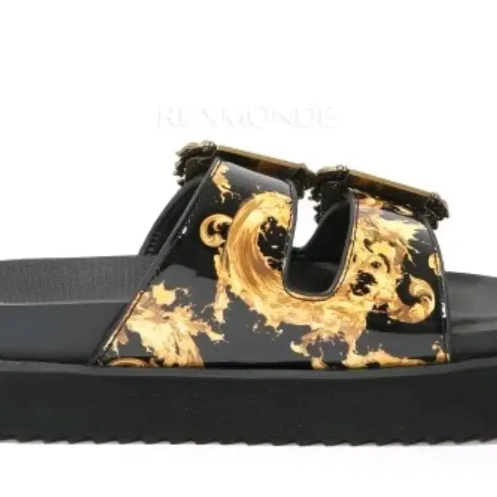[BUNJANG] Versace Baroque Buckle Sandals Black/Gold / (새제품정품)베르사체 바로크 버클 샌들 블랙/골드Free
