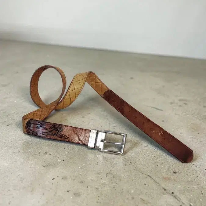 [BUNJANG] Tommy Hilfiger Reversible Carved Leather Belt / HILFIGER 카빙 가죽 벨트