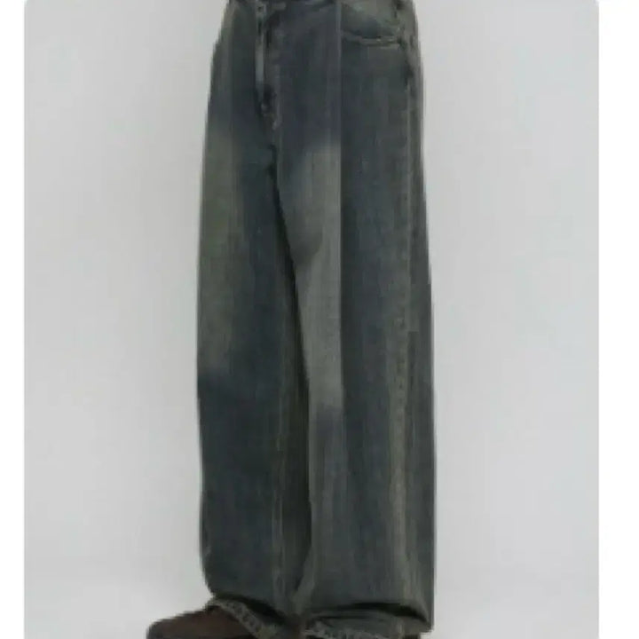[BUNJANG] Begin202 One-Tuck Wide Slacks Denim Khaki Blue (Size 1) / (새상품)비긴202 원턱 와이드 슬랙스 데님 카키블루 (1사이즈)
