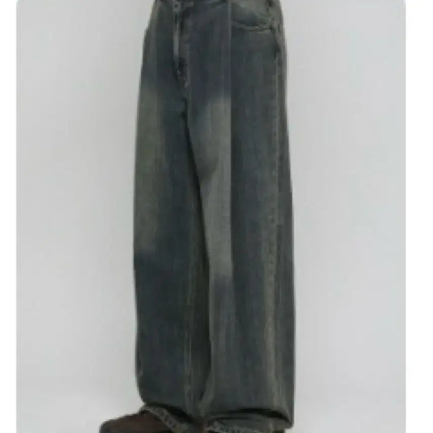 [BUNJANG] Begin202 One-Tuck Wide Slacks Denim Khaki Blue (Size 1) / (새상품)비긴202 원턱 와이드 슬랙스 데님 카키블루 (1사이즈)
