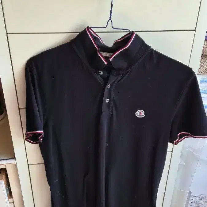 [BUNJANG] Moncler Black Short Sleeve Polo T-Shirt / 몽클레어 블랙 반팔 폴로 티셔츠