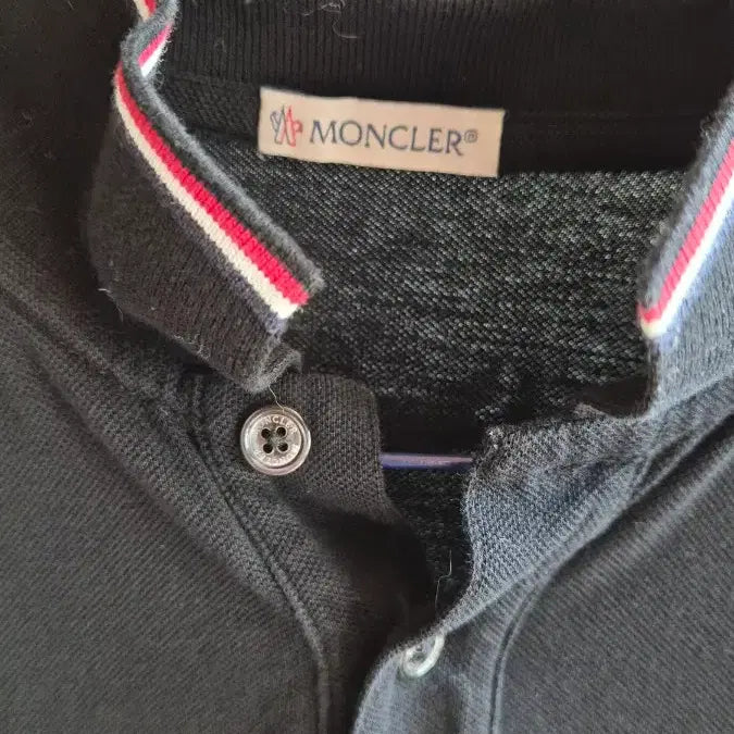 [BUNJANG] Moncler Black Short Sleeve Polo T-Shirt / 몽클레어 블랙 반팔 폴로 티셔츠