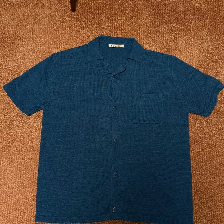 [BUNJANG] Suaure Cotton Collar Knit Short Sleeve Deep Blue / [L] 수아레 코튼 카라 니트 반팔 딥블루
