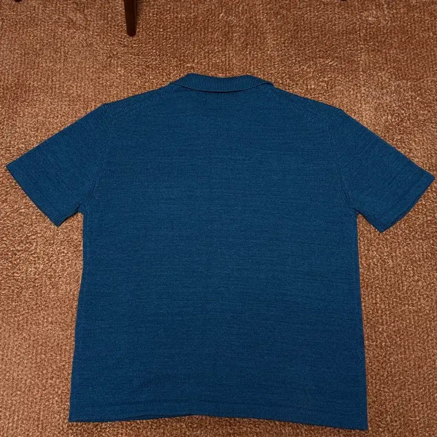[BUNJANG] Suaure Cotton Collar Knit Short Sleeve Deep Blue / [L] 수아레 코튼 카라 니트 반팔 딥블루