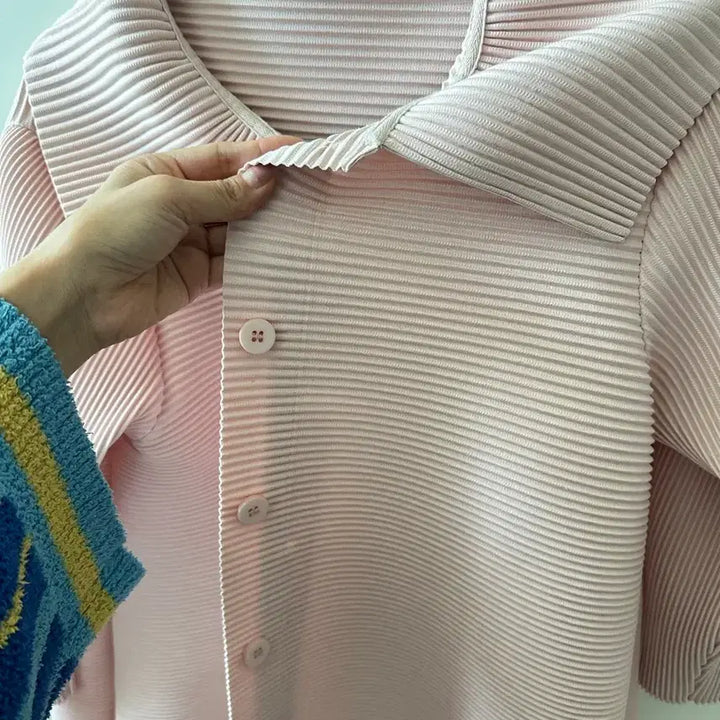 [BUNJANG] Pink Pleated Cardigan / 핑크플리츠가디건