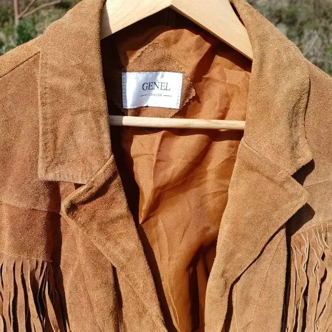 [BUNJANG] Brown Western Fringe Suede Jacket Made in UK (Men&