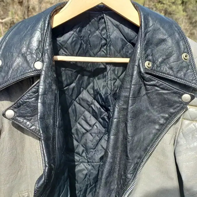 [BUNJANG] World Wide Sportswear Black Grey Two-Tone Crafted Padded Leather Rider Jacket (Men&