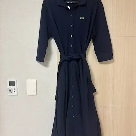 [BUNJANG] Lacoste Navy Belted 7-Sleeve Midi Dress / (새상품) 라코스테 네이비 벨티드 원피스 34