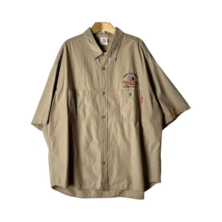 [BUNJANG] Studio Seven x GU Jiyu Short-Sleeve Shirt Beige Cotton 2XL / [Studio Seven X GU] 지유 스튜디오세븐 반팔셔츠