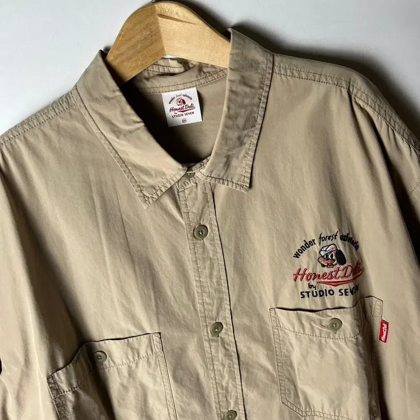 [BUNJANG] Studio Seven x GU Jiyu Short-Sleeve Shirt Beige Cotton 2XL / [Studio Seven X GU] 지유 스튜디오세븐 반팔셔츠