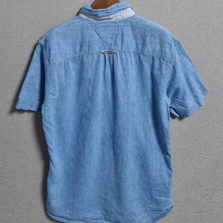 [BUNJANG] Tommy Hilfiger Sky Blue Linen/Cotton Blend Short Sleeve Shirt / S ) 타미힐피거 스카이블루 린넨/면 반팔셔츠