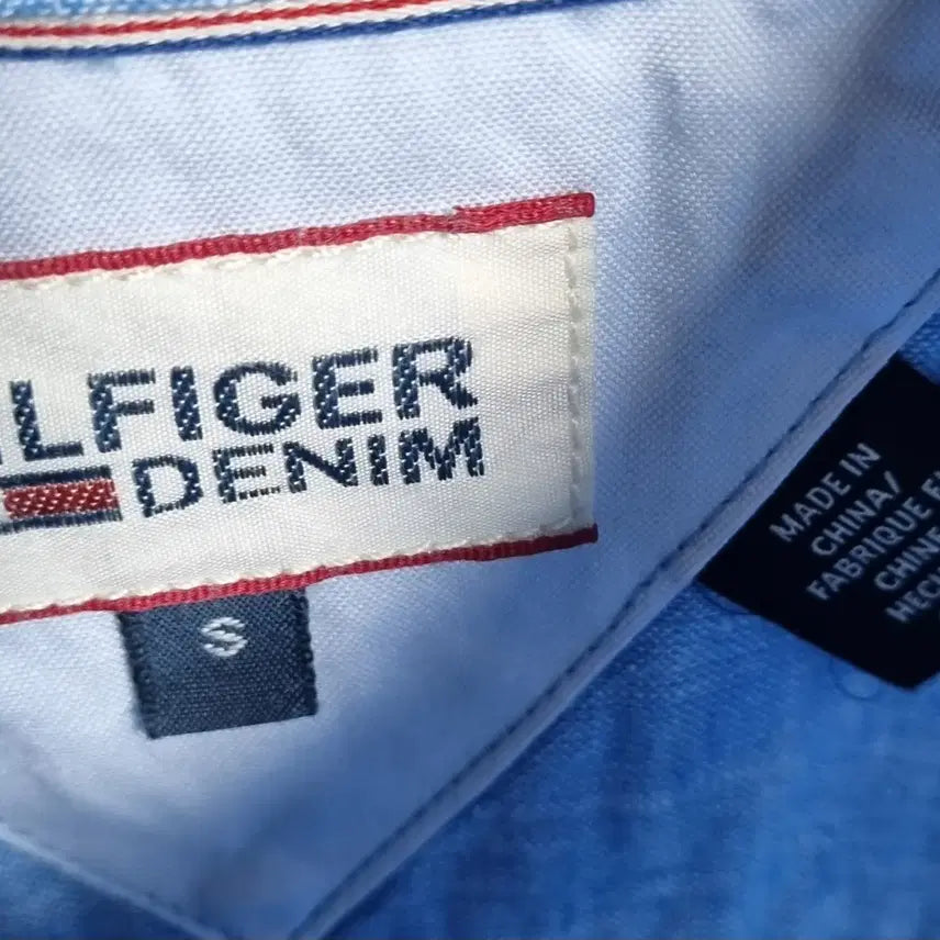 [BUNJANG] Tommy Hilfiger Sky Blue Linen/Cotton Blend Short Sleeve Shirt / S ) 타미힐피거 스카이블루 린넨/면 반팔셔츠