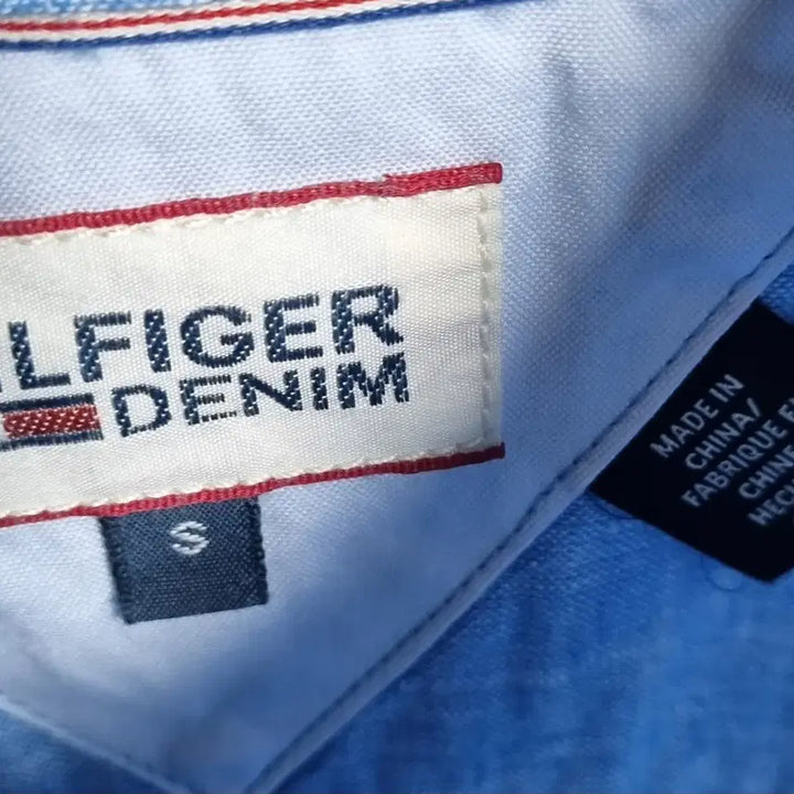 [BUNJANG] Tommy Hilfiger Sky Blue Linen/Cotton Blend Short Sleeve Shirt / S ) 타미힐피거 스카이블루 린넨/면 반팔셔츠