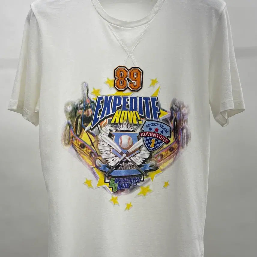 [BUNJANG] System Homme Graphic Print Short Sleeve T-Shirt White Cotton Blend / 시스템옴므 원포인트 반팔티셔츠