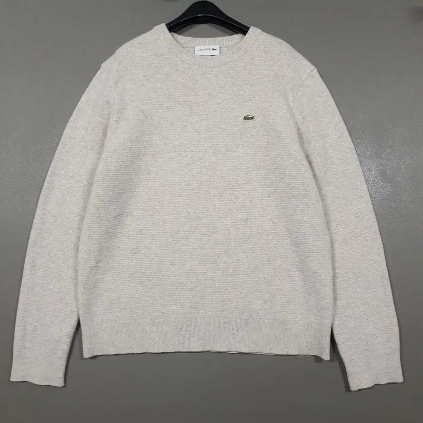 [BUNJANG] Lacoste Ottoman Knit Round Neck Sweater / 여성 S) 라코스테 신형 오토만 조직감 베이직 라운드 니트 55-66