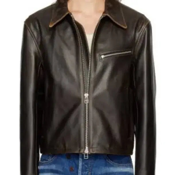 [BUNJANG] Tonywack Leather Crop Jacket Dark Brown L / [구매] 토니웩 레더 크롭 자켓 다크브라운 L