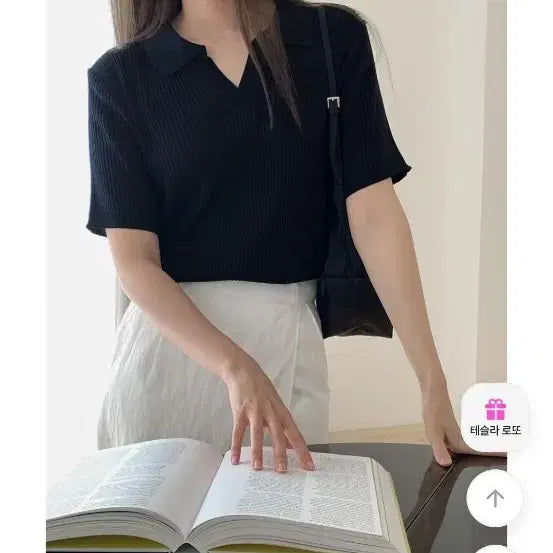 [BUNJANG] Lauren Hi Kara Summer Short Sleeve Knit / 로렌하이 카라 여름 반팔 니트