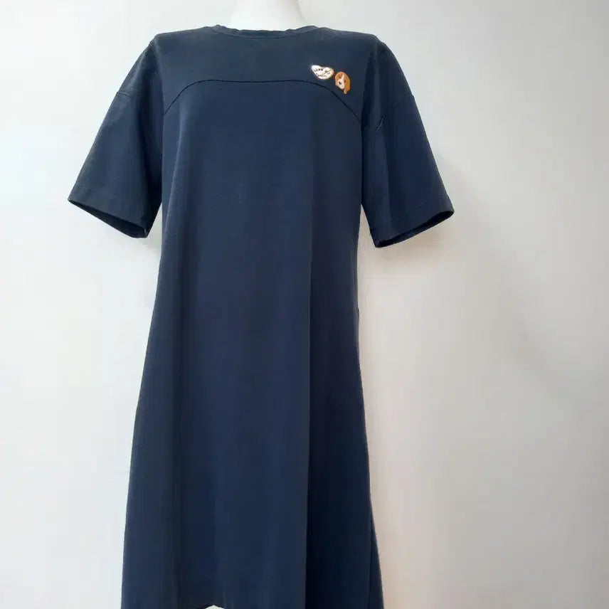 [BUNJANG] HAZZYS Navy Long Dress with Dog Embroidery / HAZZYS