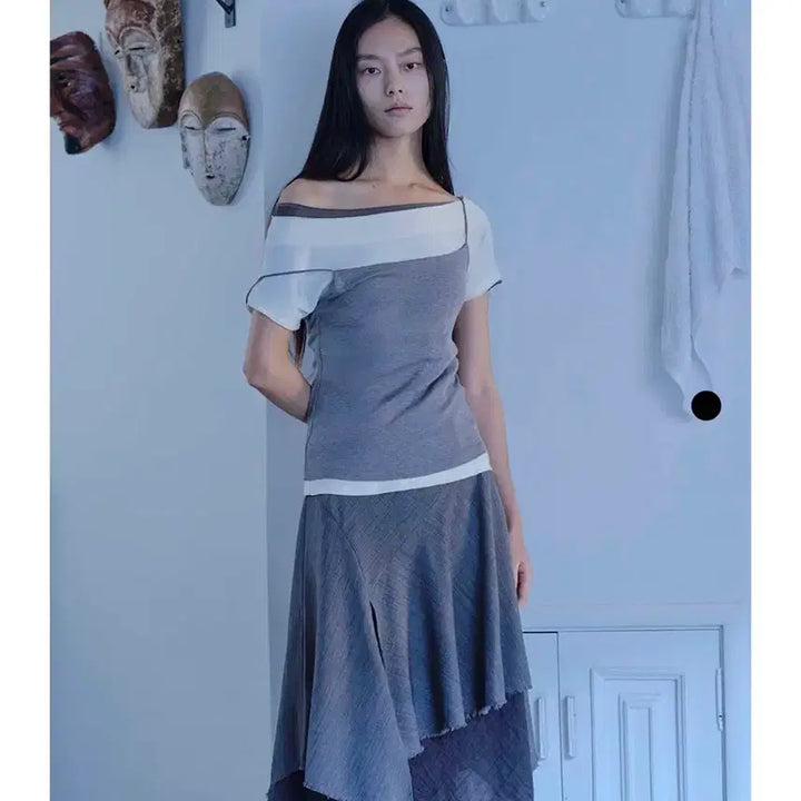 [BUNJANG] Vero Strap Sleeveless Top Shadow Mélange Medium / 베르소 스트랩 백 슬리브리스탑 섀도우 멜란지 미듐