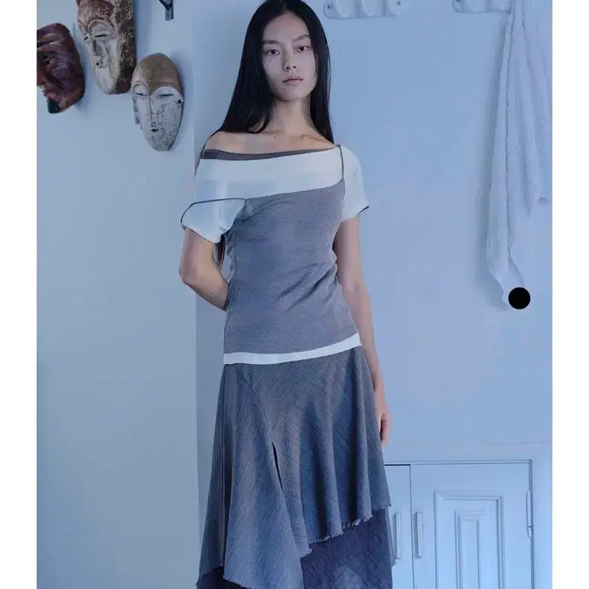 [BUNJANG] Vero Strap Sleeveless Top Shadow Mélange Medium / 베르소 스트랩 백 슬리브리스탑 섀도우 멜란지 미듐