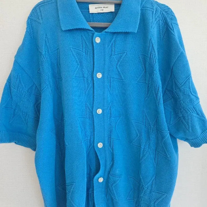 [BUNJANG] Afterpray Starfish Jacquard Half Knit Cardigan Blue L / 애프터프레이 스타피쉬 자카드 하프 니트 카디건 블루 l 판매합니다.