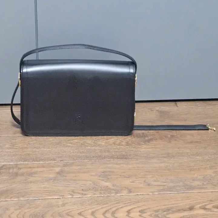 [BUNJANG] Black Leather Square Shoulder Bag / 블랙 가죽 사각 숄더백